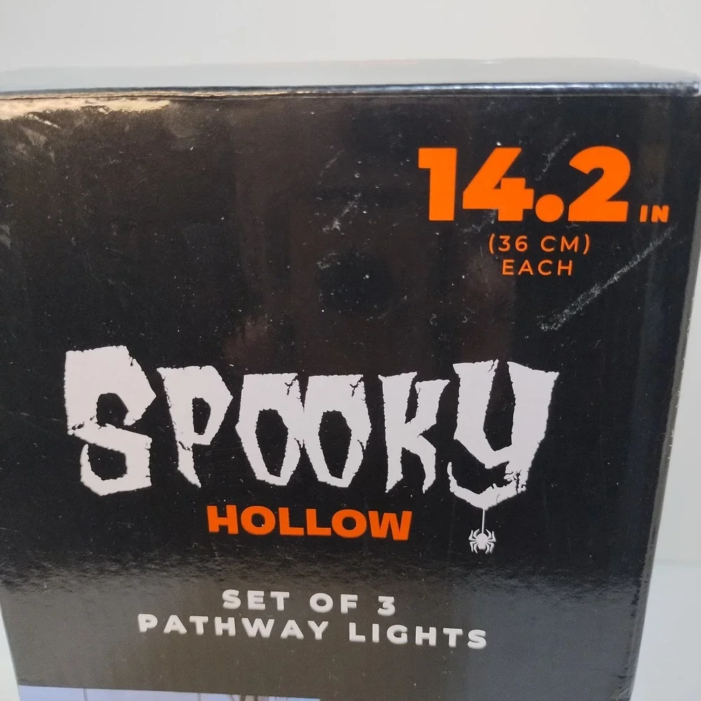 Spooky Hollow Halloween Ghost Pathway Lights LED Set of 3 Indoor Outdoor Battery